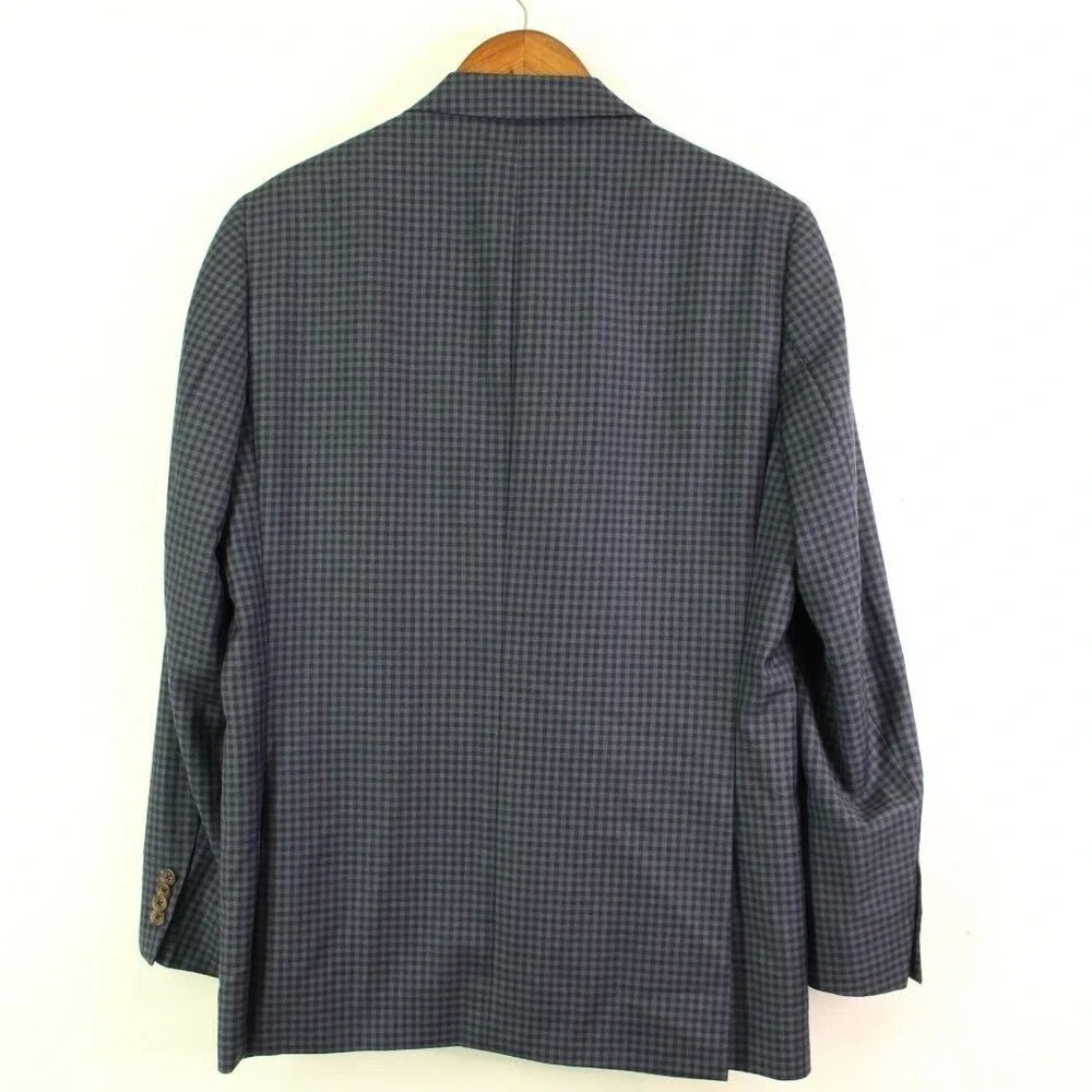 David Donahue‎ Virgin Wool Connor Sport Coat Check Blue Size 40R